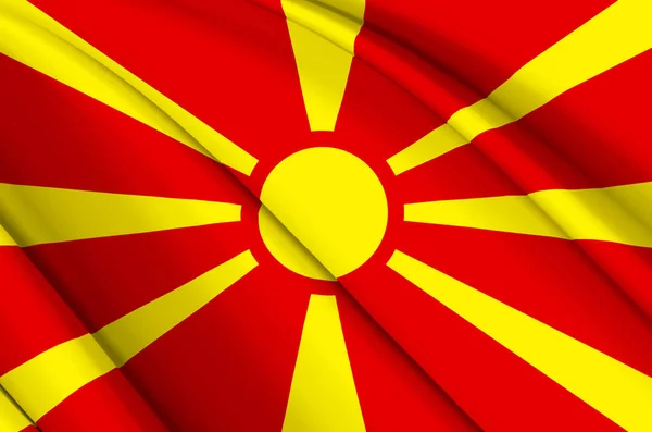 Μακεδονία 3d κυματίζει σημαία εικονογράφηση. — Φωτογραφία Αρχείου