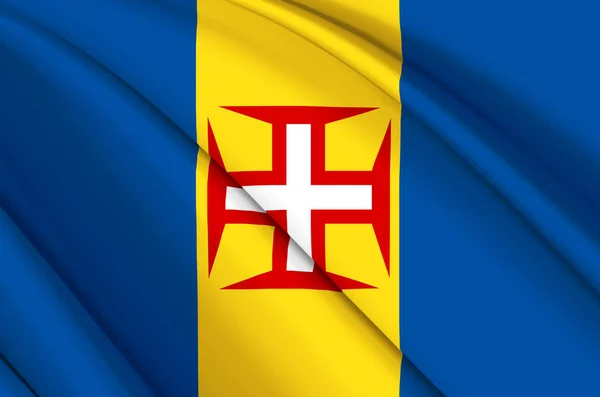 Ilustração da bandeira acenando Madeira 3D . — Fotografia de Stock