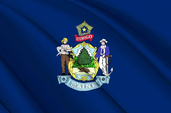 Maine 3d zwaaien vlag illustratie. — Stockfoto