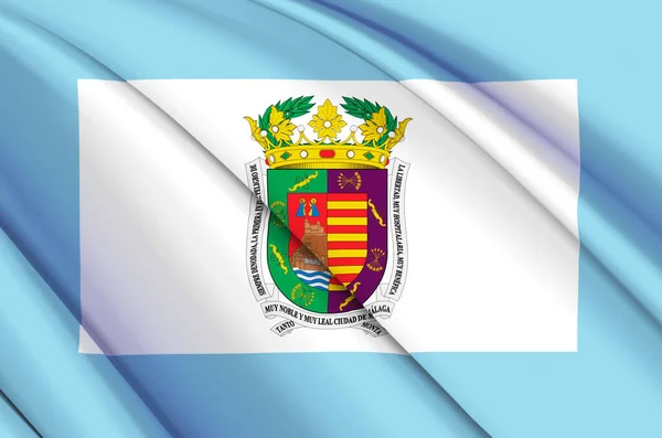 Malaga 3d zwaaien vlag illustratie. — Stockfoto