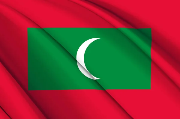 Μαλδίβες 3d κυματίζει σημαία εικονογράφηση. — Φωτογραφία Αρχείου