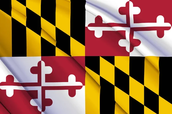 Maryland 3D Flaggenschwenken Illustration. — Stockfoto