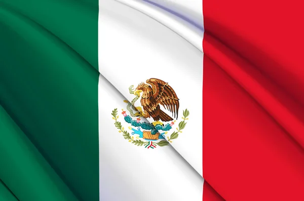 墨西哥3D挥动国旗插图. — 图库照片