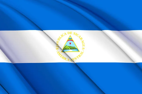 Nicaragua 3d viftande flagga illustration. — Stockfoto