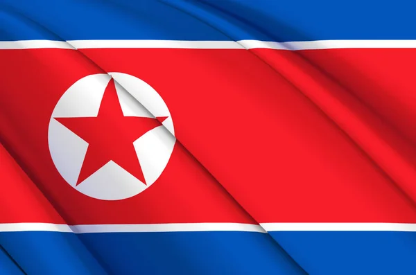 朝鲜3D挥动国旗图解. — 图库照片