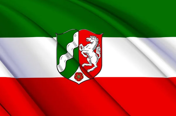 Észak-Rajna-Vesztfália 3d lengő zászló illusztráció. — Stock Fotó