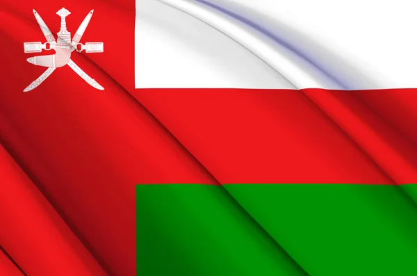 Oman 3d zwaaien vlag illustratie. — Stockfoto