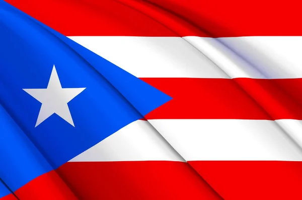 Ilustración de la bandera de Puerto Rico 3D ondeando . — Foto de Stock