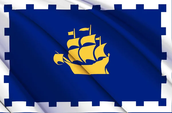Quebec City 3D acenando bandeira ilustração . — Fotografia de Stock
