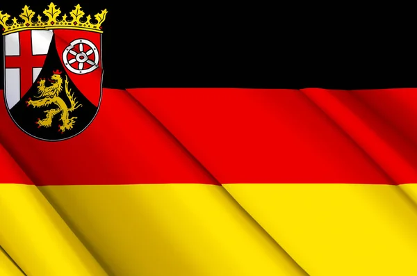 Rhineland-Palatinate 3D acenando bandeira ilustração . — Fotografia de Stock