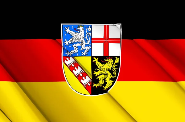 Saarland 3D ondeando bandera ilustración . — Foto de Stock