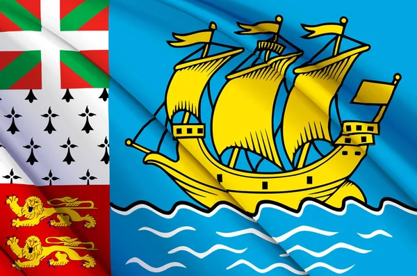 Ilustração da bandeira ondulando Saint-Pierre e Miquelon 3D . — Fotografia de Stock