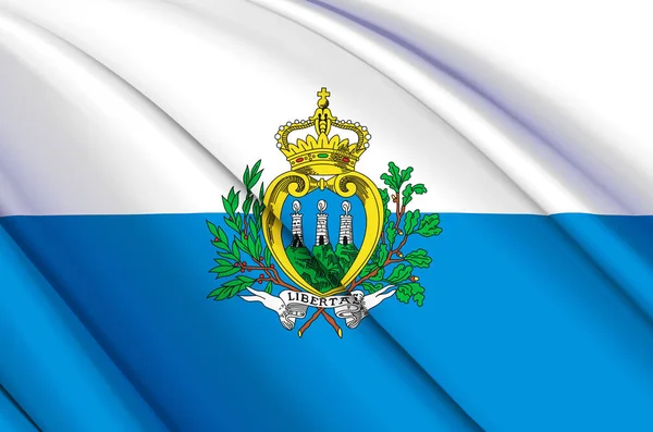 San Marino 3D acenando bandeira ilustração . — Fotografia de Stock