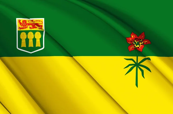 Saskatchewan 3D dalgalı bayrak çizimi. — Stok fotoğraf