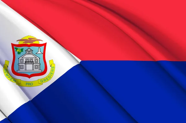 Sint Maarten 3d machanie flaga ilustracja. — Zdjęcie stockowe