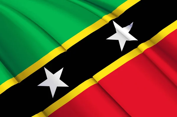 St. Kitts ve Nevis 3D sallanan bayrak çizimleri. — Stok fotoğraf