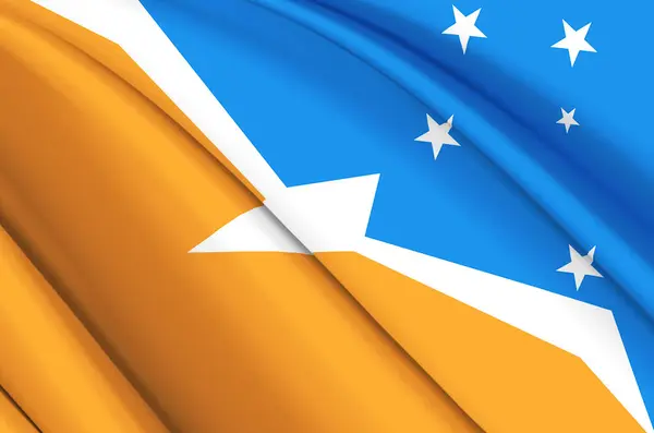 Tierra Del Fuego 3D waving flag illustration. — Stok fotoğraf