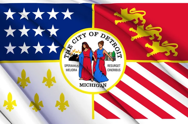 Detroit Michigan 3D sventola bandiera illustrazione . Foto Stock Royalty Free