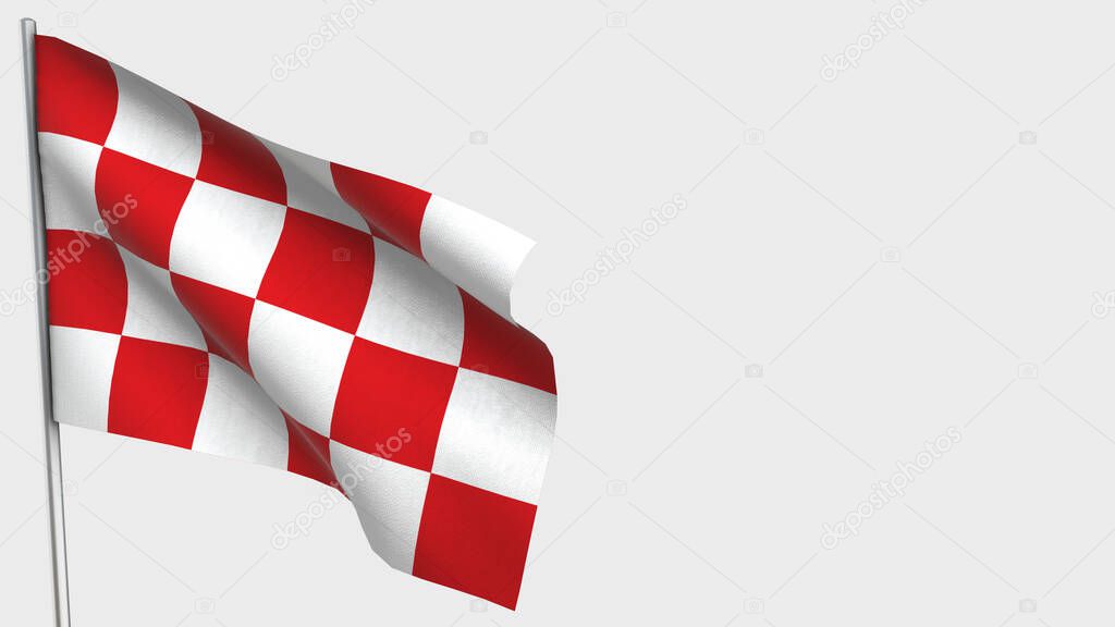 North Brabant 3D waving flag illustration on flagpole.