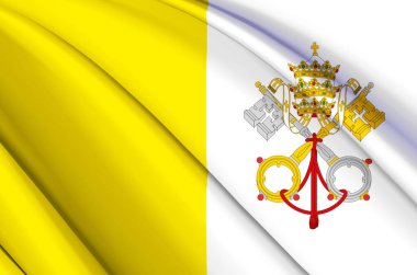 Vatikan 3D dalgalı bayrak illüstrasyonu.