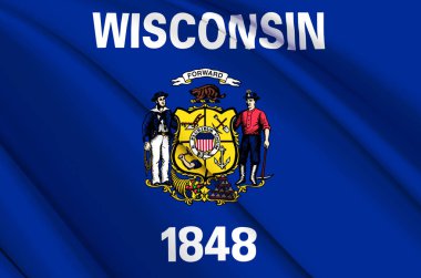 Wisconsin 3d sallanan bayrak illüstrasyonu.