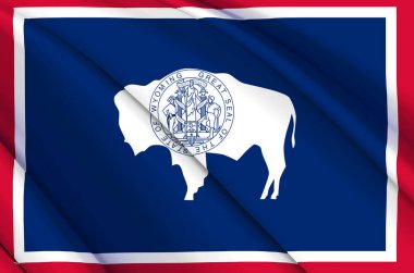 Wyoming 3D waving flag illustration.