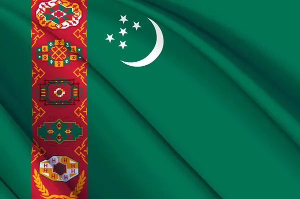 Turkmenistán 3d mávání vlajky ilustrace. — Stock fotografie