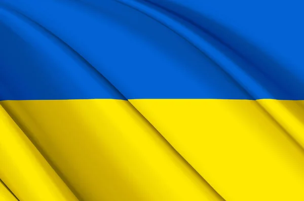 Ukrayna 3d dalgalı bayrak illüstrasyonu. — Stok fotoğraf
