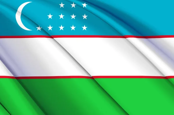 Üzbegisztán 3d lengő zászló illusztráció. — Stock Fotó