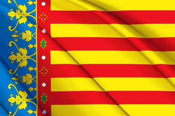 Valencia 3d zwaaien vlag illustratie. — Stockfoto