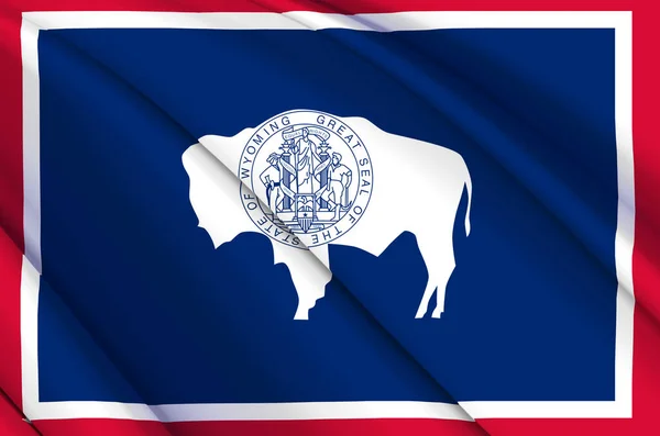 Wyoming 3D waving flag illustration. — Zdjęcie stockowe