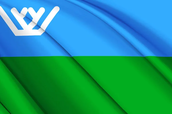 Yugra 3D acenando bandeira ilustração . — Fotografia de Stock