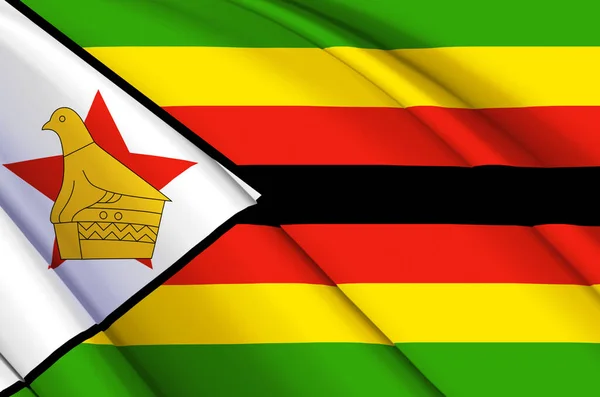 Zimbábue 3D acenando bandeira ilustração . — Fotografia de Stock