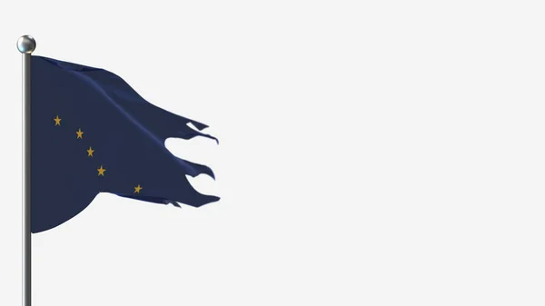 알래스카 3D, 깃대 위에서 깃발흔들기 삽화. — 스톡 사진