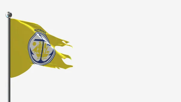 Anchorage Alaska 3D tattered waving flag illustration on Flagpole. — Stock Photo, Image