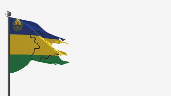 Anzoategui Venezuela 3d splittrad viftande flagga illustration på flaggstången. — Stockfoto