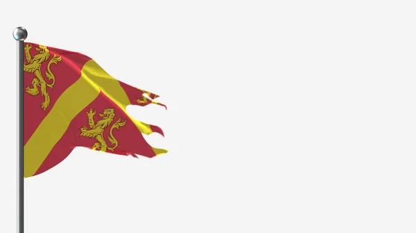 Ilustración de la bandera ondeante andrajosa 3D de Anglesey en el asta de la bandera . —  Fotos de Stock