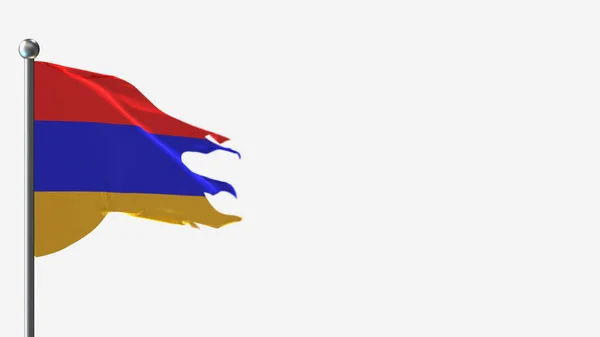 Arménia 3D esfarrapado acenando ilustração bandeira em Flagpole . — Fotografia de Stock