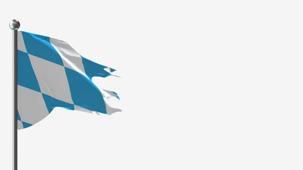 Βαυαρία 3d tattered κυματίζει σημαία εικονογράφηση στο Flagpole. — Φωτογραφία Αρχείου