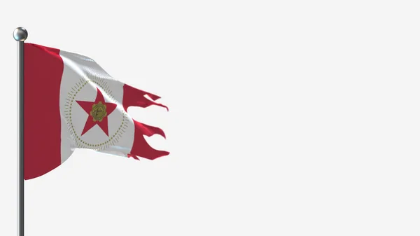 Birmingham Alabama 3D esfarrapado acenando ilustração bandeira em Flagpole . — Fotografia de Stock