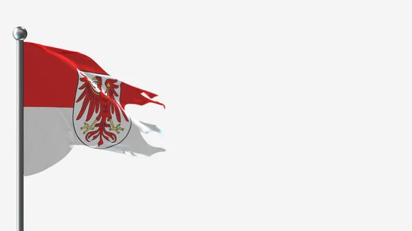 브란덴부르크 3D 깃대 위에서 흔들리는 깃발 삽화. — 스톡 사진
