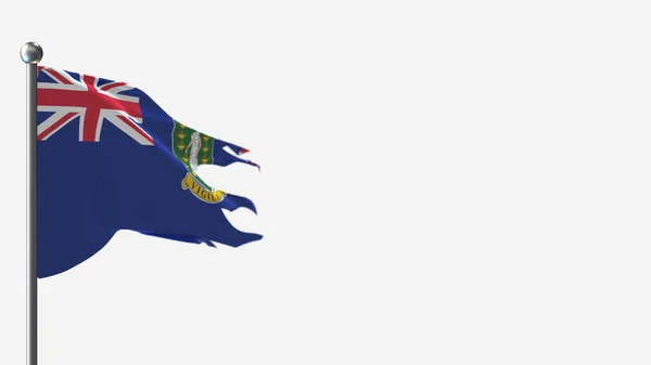 Brittiska Jungfruöarna 3D splittrad viftande flagga illustration på flaggstången. — Stockfoto
