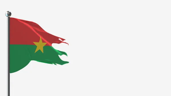 Burkina Faso 3d tattered розмахуючи прапором ілюстрація на Flagpole. — стокове фото