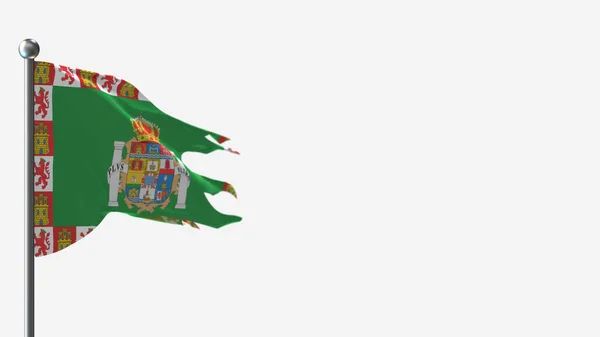 Kadyks 3d postrzępiony flaga ilustracja na Flagpole. — Zdjęcie stockowe