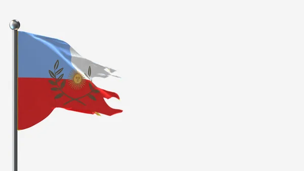Ilustración de bandera ondeante hecha jirones en 3D de Catamarca en asta de bandera . — Foto de Stock