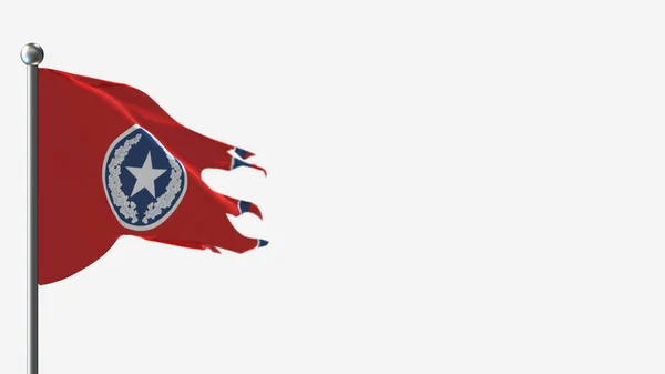 Chattanooga 3D tattered waving flag illustration on Flagpole. — Stock Photo, Image