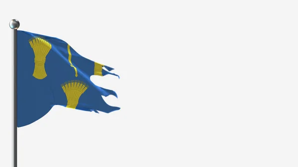 Cheshire 3D-s rongyos integető zászló illusztráció a zászlórúdon. — Stock Fotó