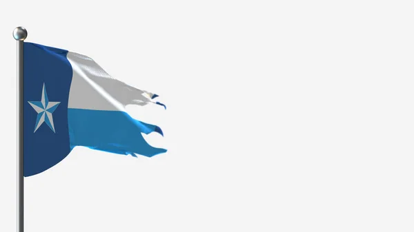 Dallas 3D-s megrongált lengő zászló illusztráció a zászlórúdon. — Stock Fotó