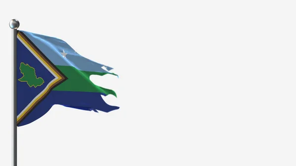 Delta Amacuro Venezuela 3D rozedraná vlajková ilustrace na vlajkovém stožáru. — Stock fotografie