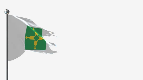 Distrito Federal 3D frantumato sventolando bandiera illustrazione su Flagpole . — Foto Stock